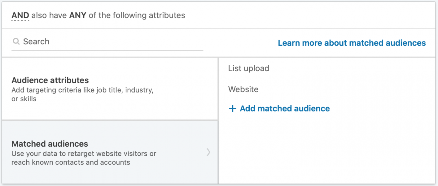 Matched audience Linkedin